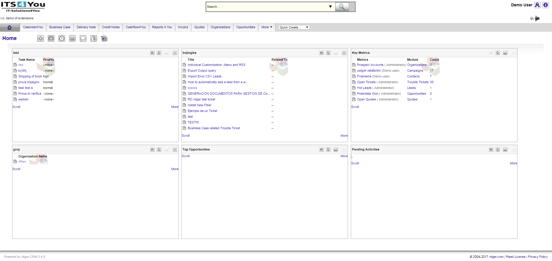 Demo of vtiger 5 by IT-Solutions4You