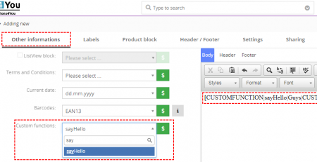 How to create own custom function