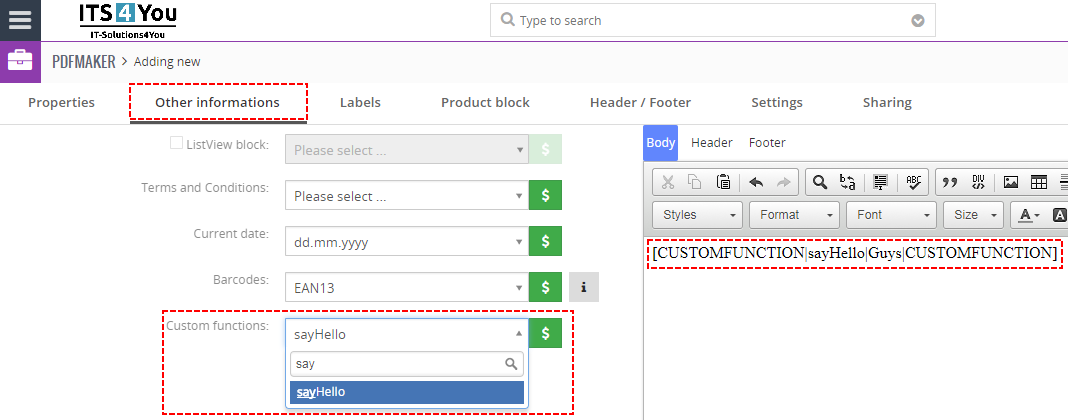 How to create own custom function